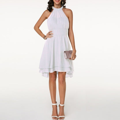 Maréline | Halter Midi-Jurk met High-Low Zoom en Aansluitende Pasvorm