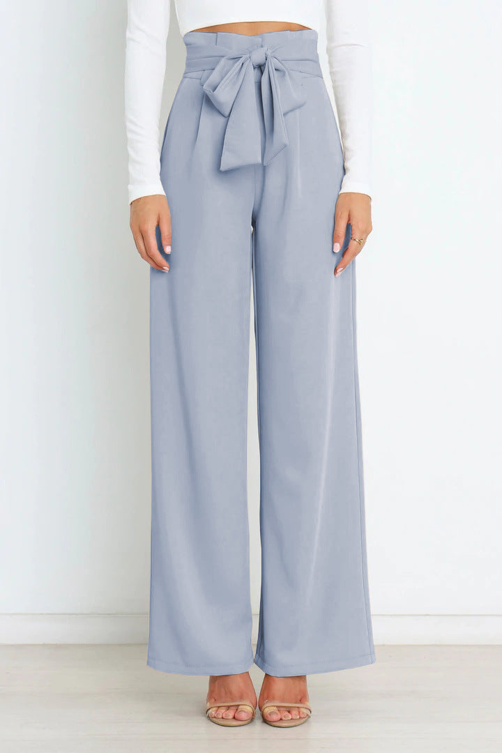 SORELLA | High-Waisted Broek met Strikceintuur en Wijde Pijpen