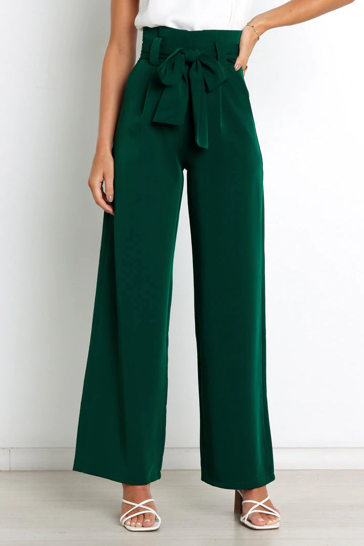 SORELLA | High-Waisted Broek met Strikceintuur en Wijde Pijpen