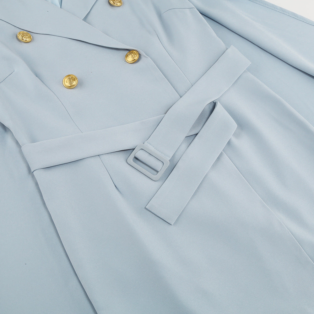 Sloane | Zwarte Cape Blazerjurk met Gouden Details