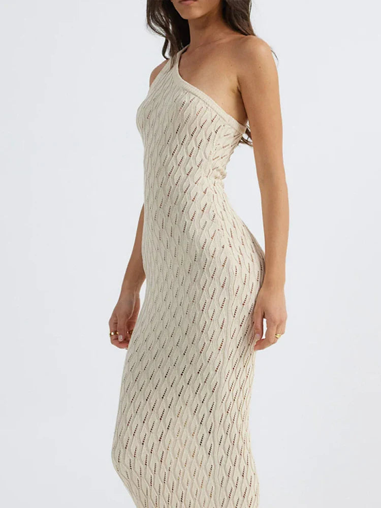 Alira – Asymmetrische Lange Jurk in Sexy Knitlook