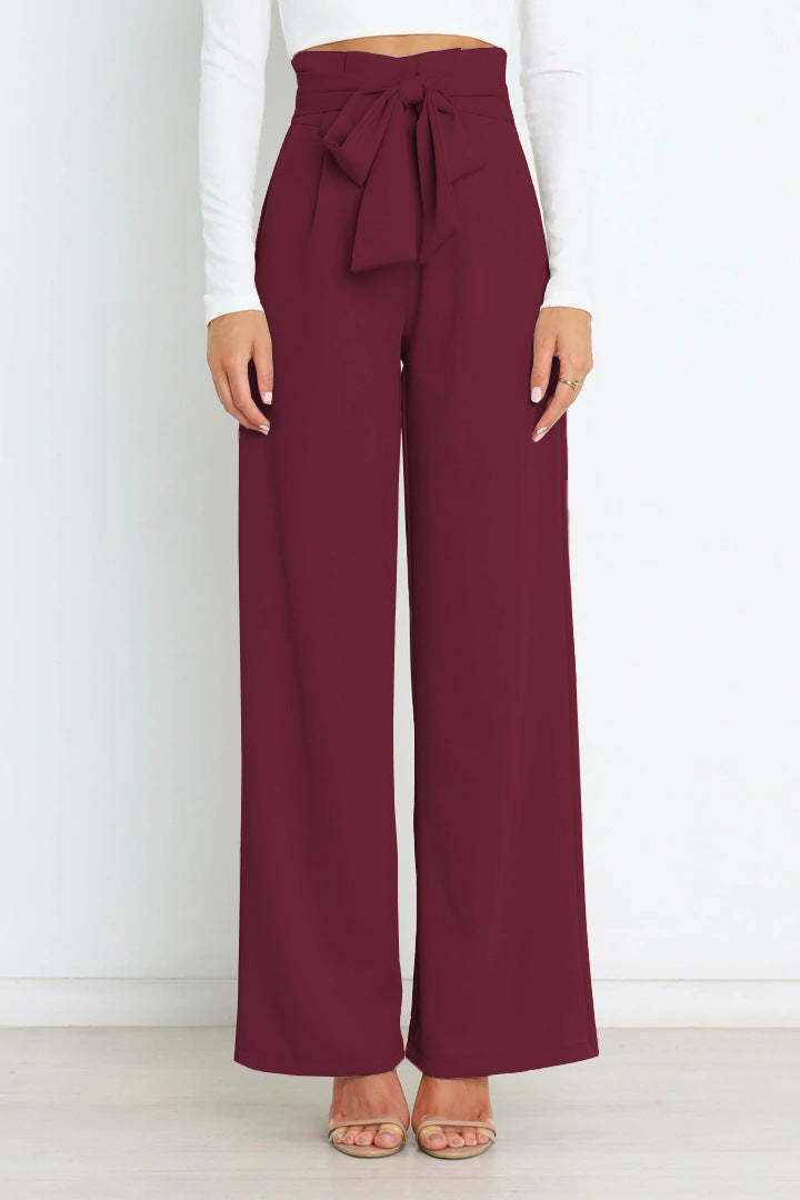 SORELLA | High-Waisted Broek met Strikceintuur en Wijde Pijpen