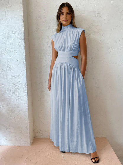 SALVINA | Maxi-jurk met Cut-out Rug en Plooidetail 5