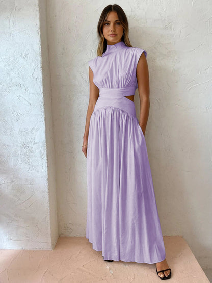 SALVINA | Maxi-jurk met Cut-out Rug en Plooidetail 6