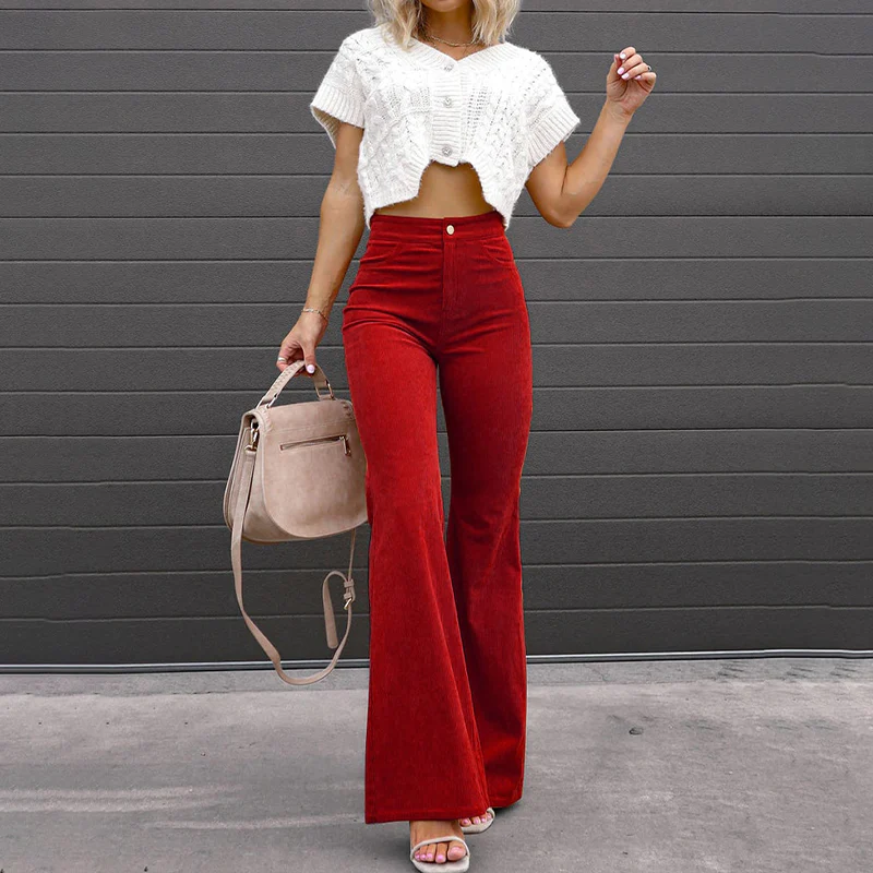SELENE | Dames flared broek – Hoge taille en aansluitende pasvorm 0