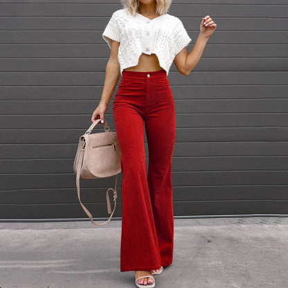 SELENE | Dames flared broek – Hoge taille en aansluitende pasvorm 0