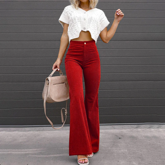 SELENE | Dames flared broek – Hoge taille en aansluitende pasvorm 0