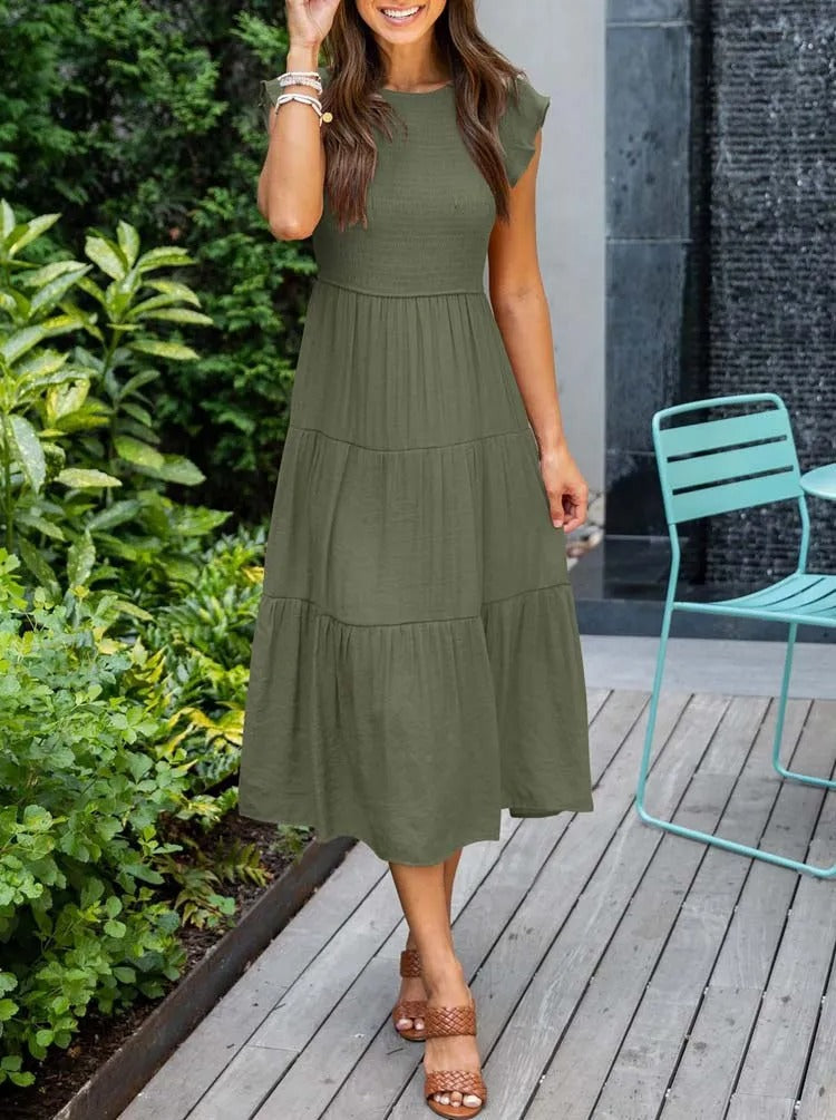SELINA | Zomerjurk met Rucheschouders en Geaccentueerde Taille 1
