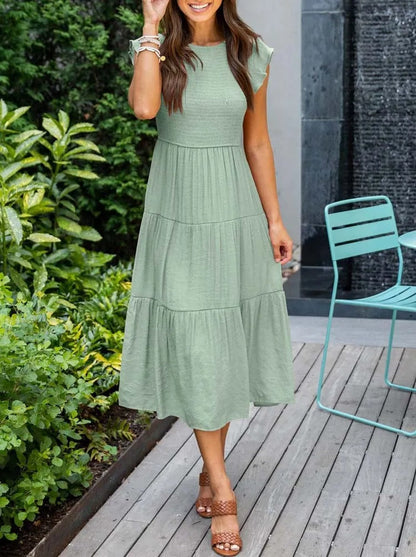 SELINA | Zomerjurk met Rucheschouders en Geaccentueerde Taille 10