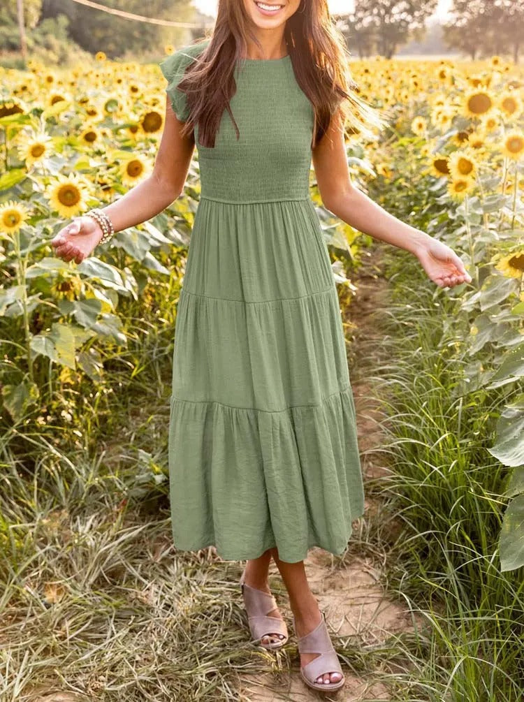 SELINA | Zomerjurk met Rucheschouders en Geaccentueerde Taille 3