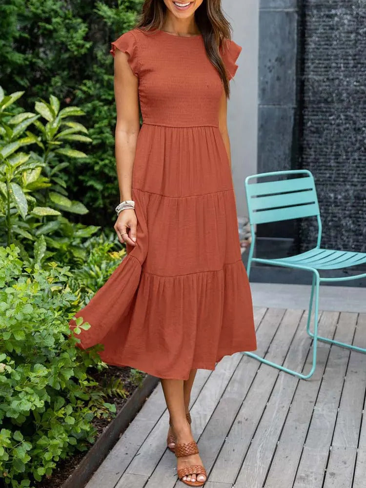 SELINA | Zomerjurk met Rucheschouders en Geaccentueerde Taille 5