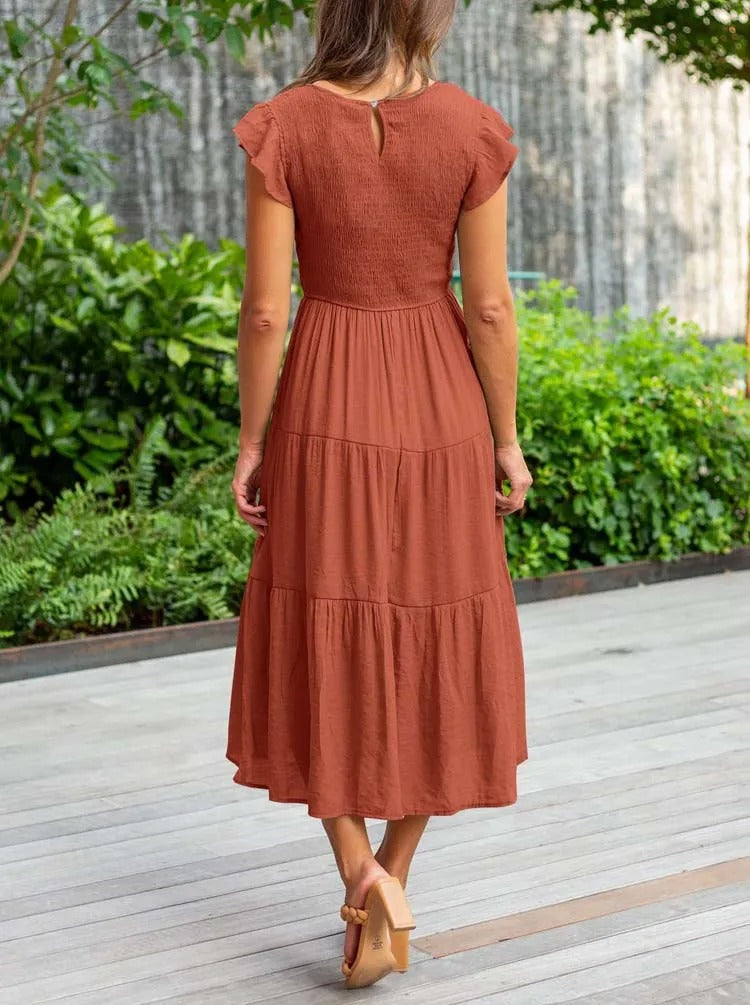 SELINA | Zomerjurk met Rucheschouders en Geaccentueerde Taille 6