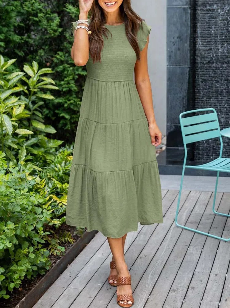 SELINA | Zomerjurk met Rucheschouders en Geaccentueerde Taille 9