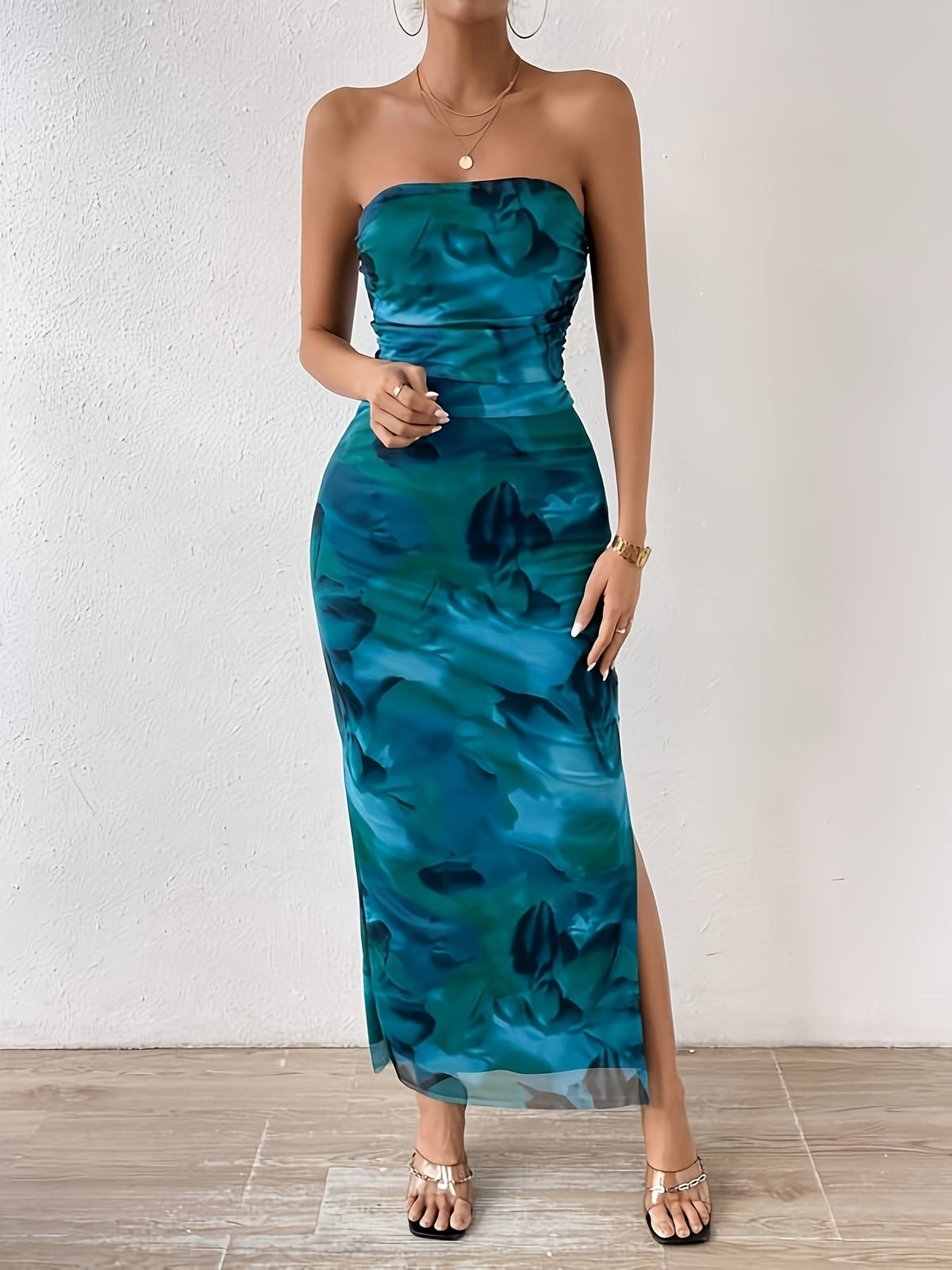 SERENNA | Strapless bodycon avondjurk met hoge split 6