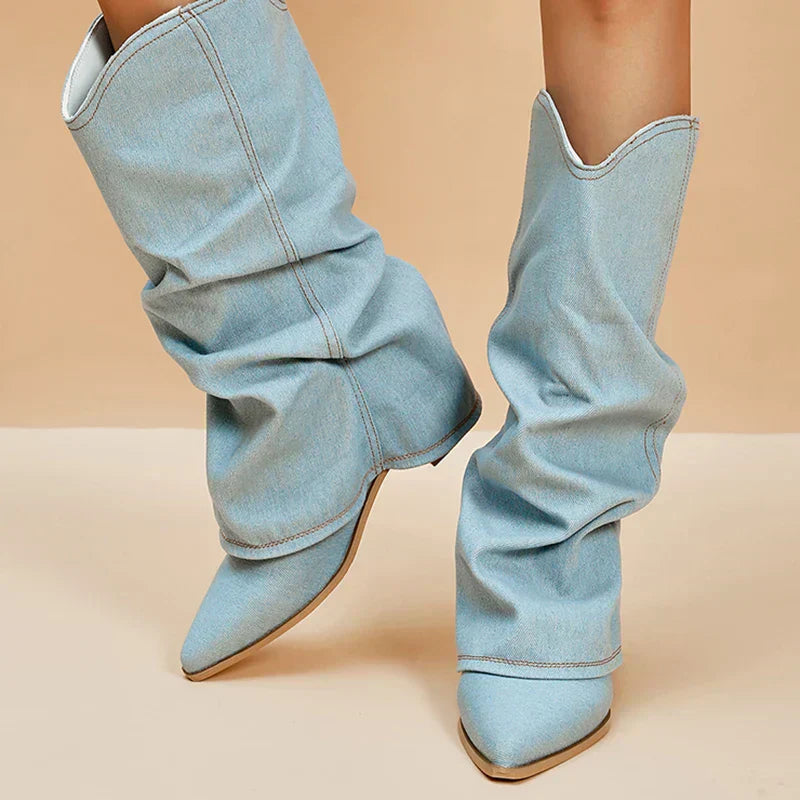 SORELLE | Denim Laarzen met Statement Flair 3