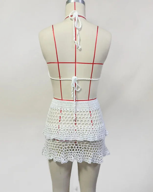 Solaya – Gehaakte Bikini Jurk Set met Haltertop
