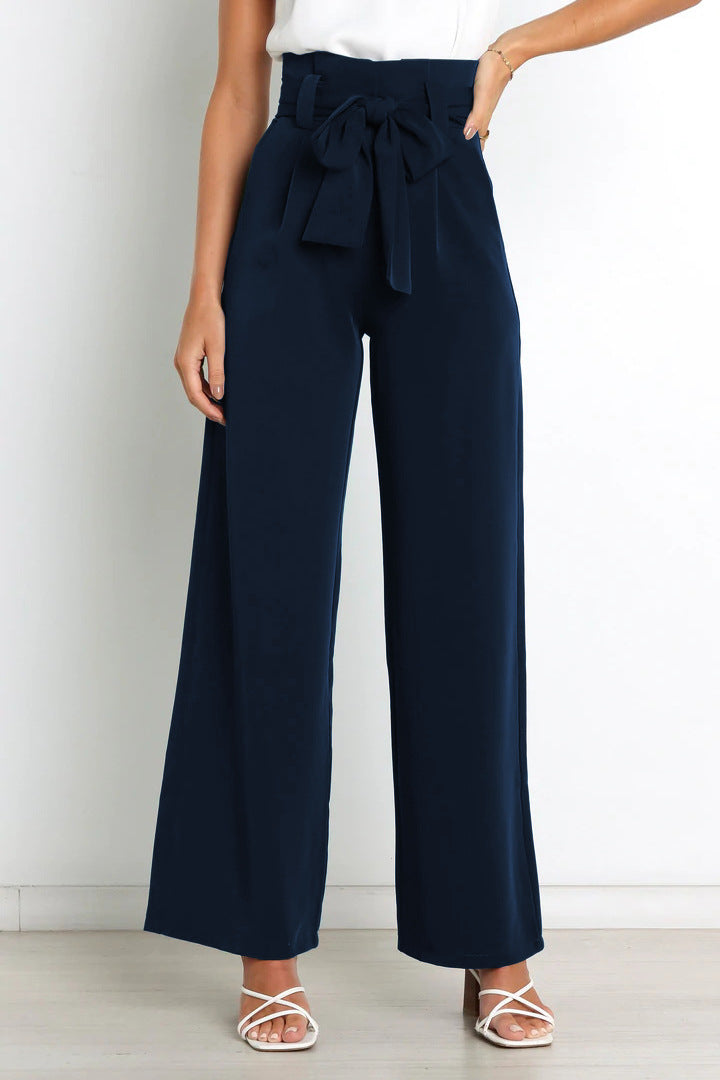SORELLA | High-Waisted Broek met Strikceintuur en Wijde Pijpen