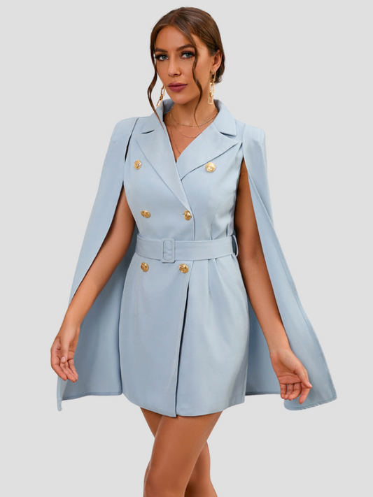 VALÉRIA | Cape Blazer Jurk met Gouden Details voor Dames