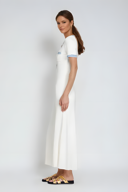 ELVIRA | Midi-jurk met sierlijke knoopdetails