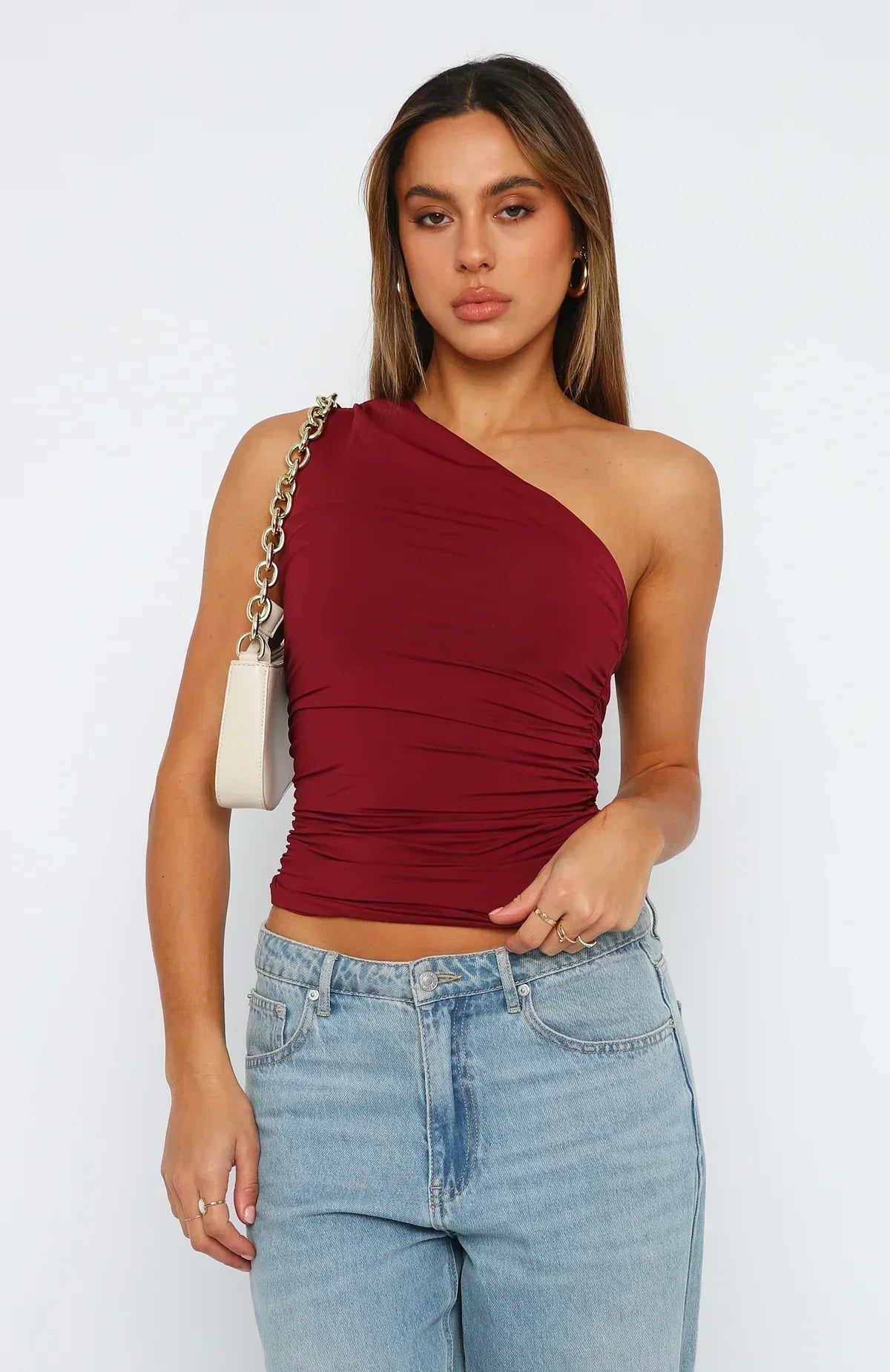 Saphira | Gedraaide One-Shoulder Top in Elegant Design 0