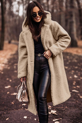 Sari Dames Trenchcoat | Luxe Teddy Stof, Met Capuchon