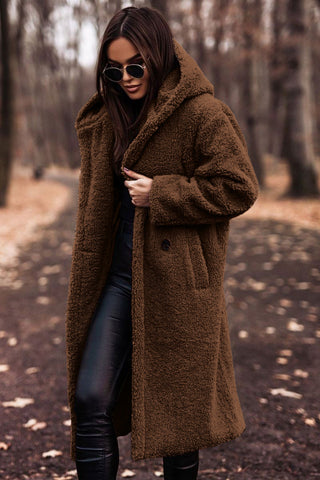 Sari Dames Trenchcoat | Luxe Teddy Stof, Met Capuchon