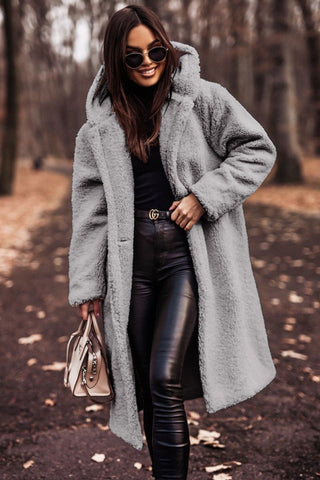 Sari Dames Trenchcoat | Luxe Teddy Stof, Met Capuchon
