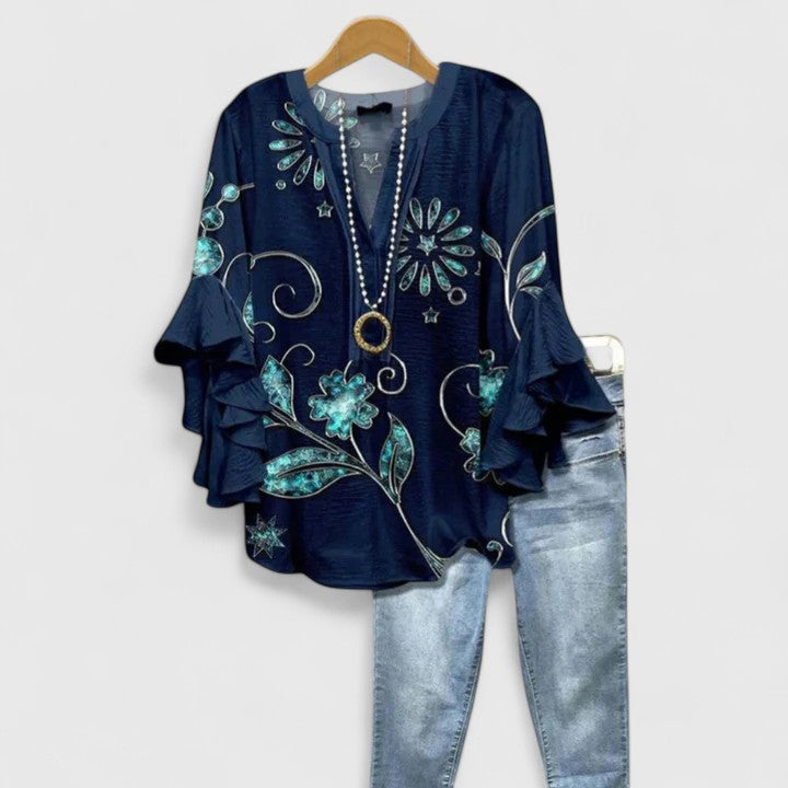 Saryphia Dames Blouse | Ademend, Elegante Bloemenprint 8