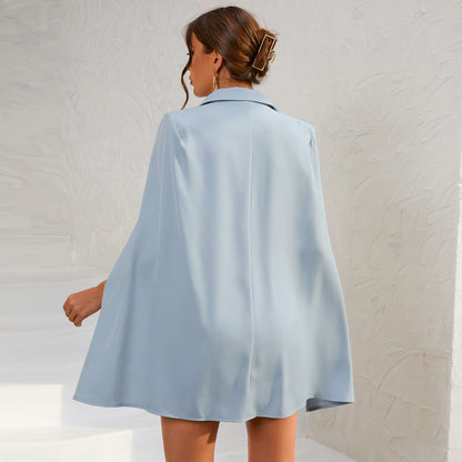 Sloane | Zwarte Cape Blazerjurk met Gouden Details