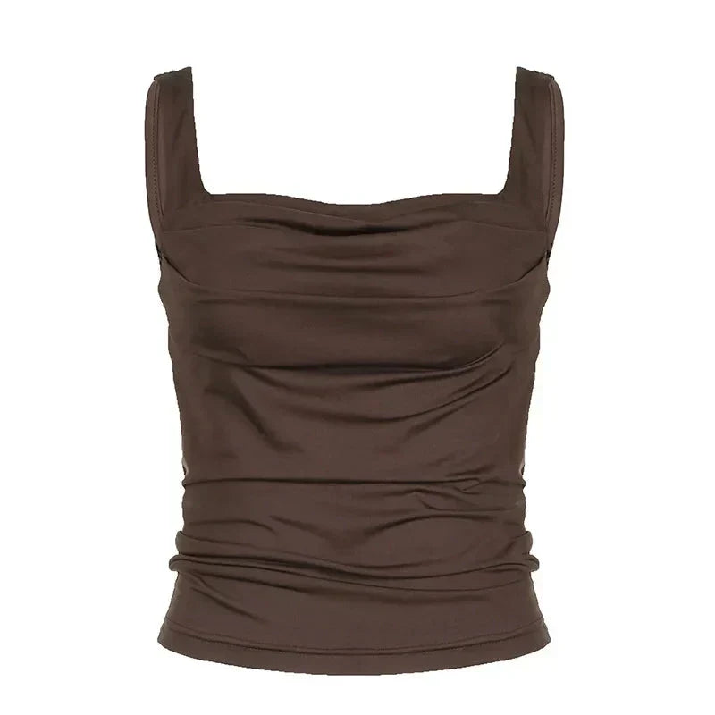 ZUNA | Trendy Gerimpelde Top in Warme Bruine Tint