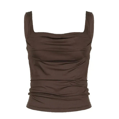 ZUNA | Trendy Gerimpelde Top in Warme Bruine Tint