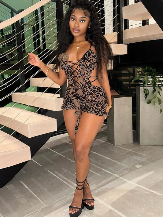 Wild Elegance – Leopard Romper met Luxe Flocking