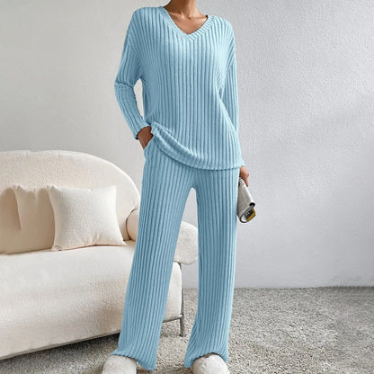 Lena – Stijlvolle Gebreide Set met V-hals | Comfort & Elegantie