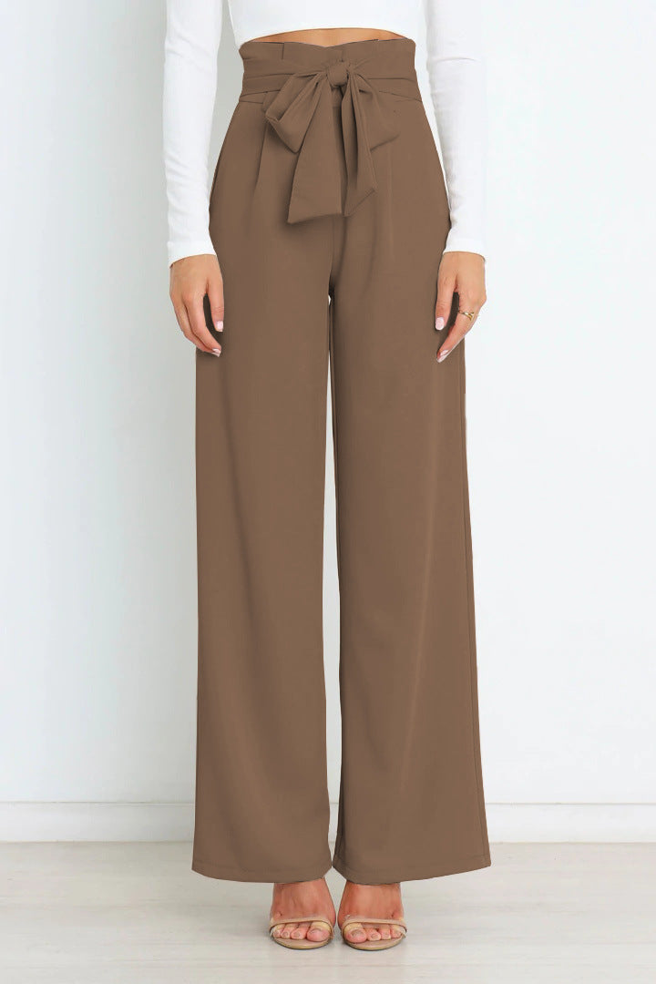 SORELLA | High-Waisted Broek met Strikceintuur en Wijde Pijpen