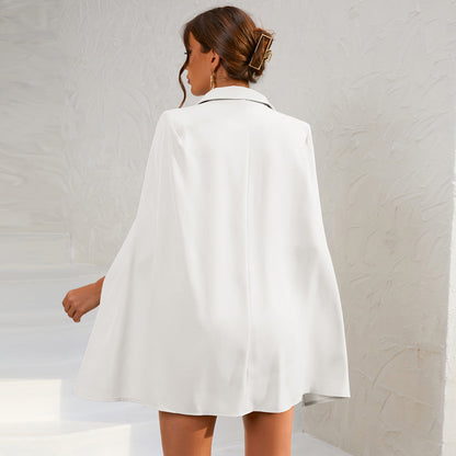 Sloane | Zwarte Cape Blazerjurk met Gouden Details