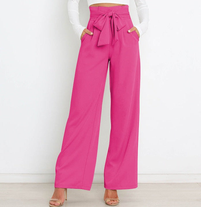 SORELLA | High-Waisted Broek met Strikceintuur en Wijde Pijpen