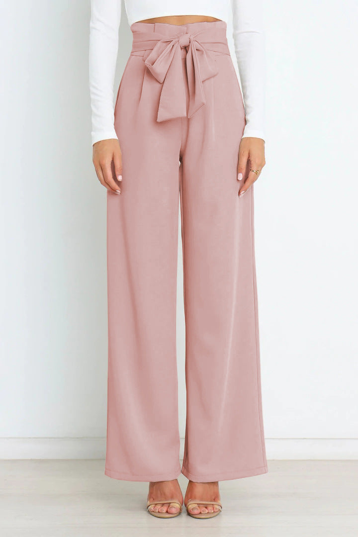 SORELLA | High-Waisted Broek met Strikceintuur en Wijde Pijpen