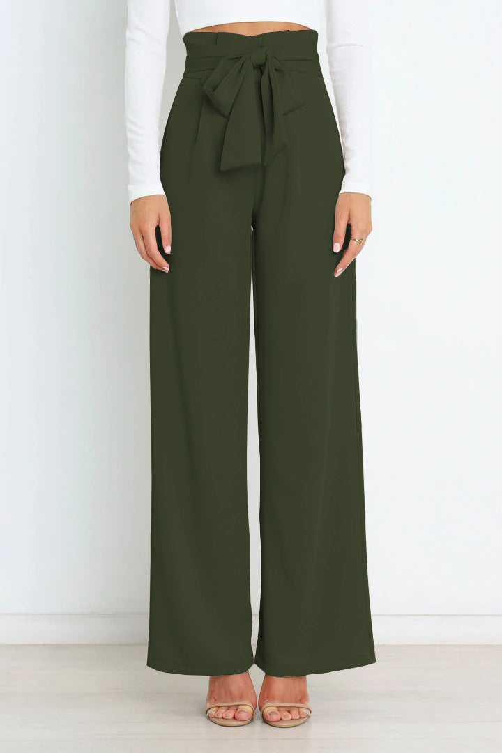 SORELLA | High-Waisted Broek met Strikceintuur en Wijde Pijpen