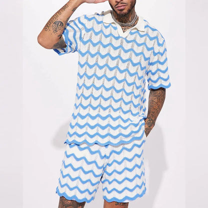 ZAYN | Gebreide Zomer Set voor Heren met Zigzagpatroon