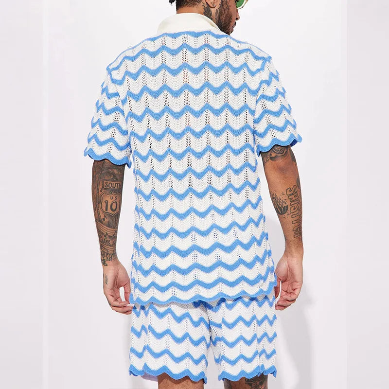 ZAYN | Gebreide Zomer Set voor Heren met Zigzagpatroon