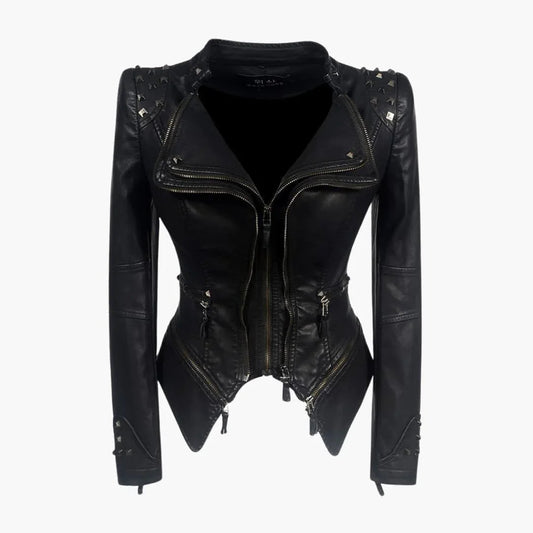 Sienna Zwart Leren Dames Jack | Slim Fit met Studs 0