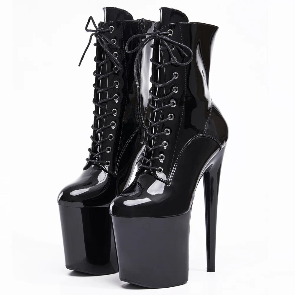Sierra Dames Enkellaarsjes | 8 Platform, Lace Up, Zwart 1