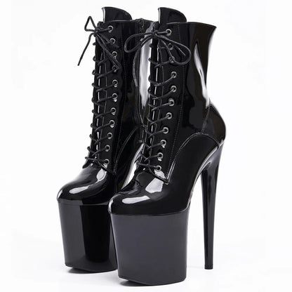 Sierra Dames Enkellaarsjes | 8 Platform, Lace Up, Zwart 1