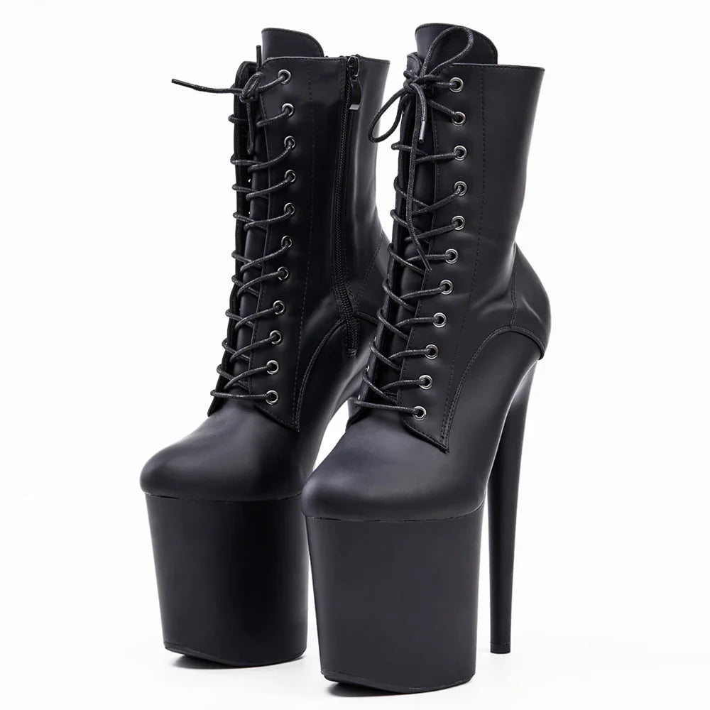 Sierra Dames Enkellaarsjes | 8 Platform, Lace Up, Zwart 3
