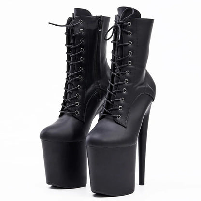 Sierra Dames Enkellaarsjes | 8 Platform, Lace Up, Zwart 3