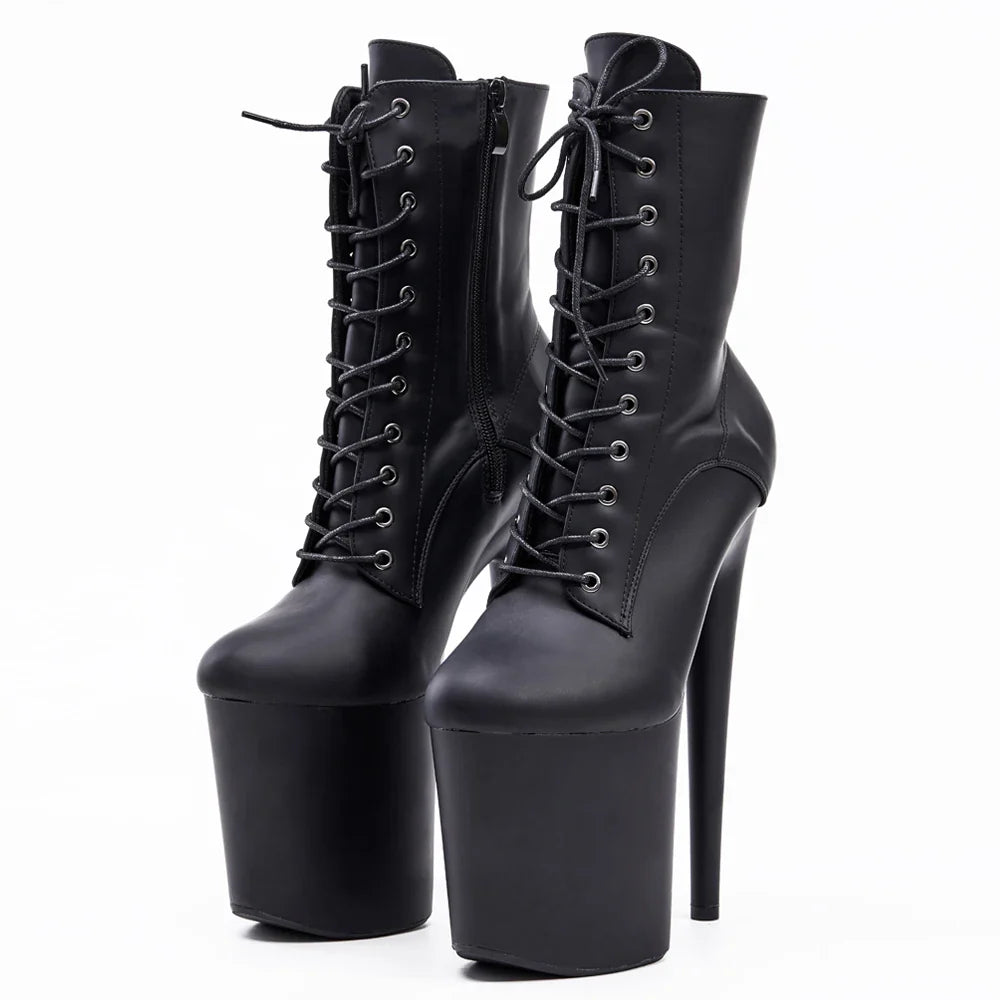 Sierra Dames Enkellaarsjes | 8 Platform, Lace Up, Zwart