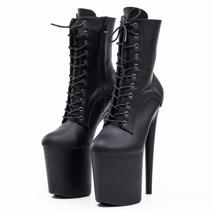 Sierra Dames Enkellaarsjes | 8 Platform, Lace Up, Zwart