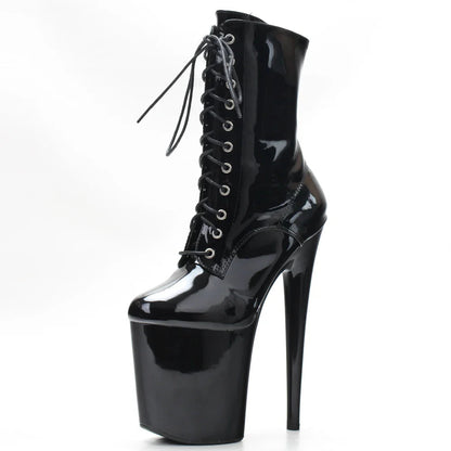 Sierra Dames Enkellaarsjes | 8 Platform, Lace Up, Zwart 7