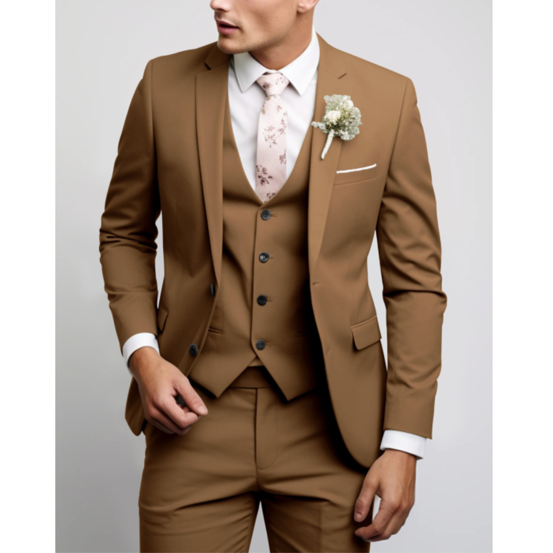 Sleek Heren Kostuum | 3-Delig Slim Fit Bruiloftspak, Lichtgrijs