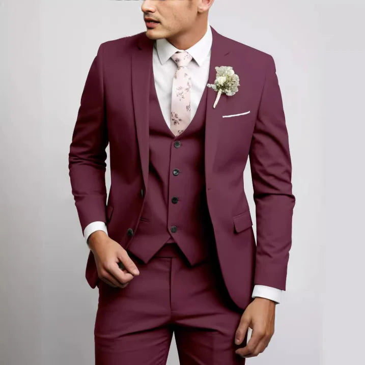 Sleek Heren Kostuum | 3-Delig Slim Fit Bruiloftspak, Lichtgrijs